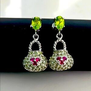 Peridot Garnet 14K Plated Earrings